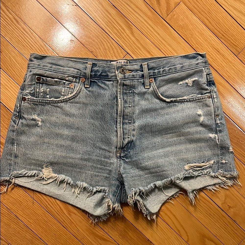 Agolde Parker Distressed Jean Shorts with Frayed Hem